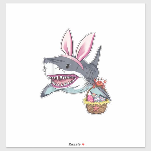 Cute Pasen Haaien Konijnenoren Mand Eieren Happy P Sticker (Vel)
