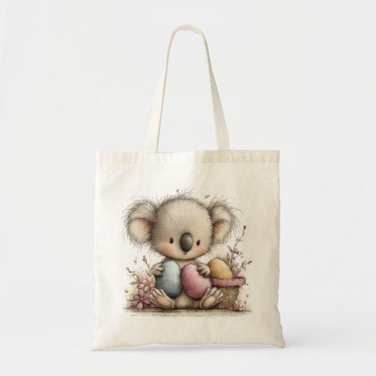Cute Pasen Koala Illustratie met Pastel Eieren Tote Bag (Voorkant)