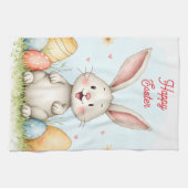 Cute Pasen Konijn En Eieren Trendy Collectie Theedoek (Horizontaal)