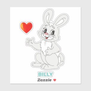 Cute Pasen Konijn en Hart Sticker