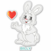 Cute Pasen Konijn en Hart Sticker (Voorkant)
