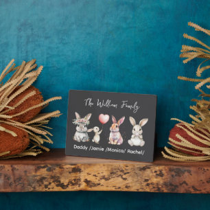 Cute Pasen Konijn Familie Plaque – Gepersonaliseer Fotoplaat