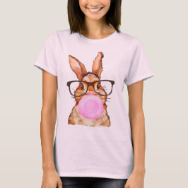 Cute Pasen Konijn Grafische Print Licht Roze T-shirt