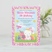 Cute Pasen Konijn Lente Kinderen Verjaardag Kaart (Staand voorkant)