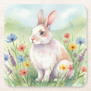 Cute Pasen Konijn lente onderzetter vierkant