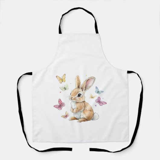 Cute Pasen Konijn Vlinder T-Shirt Schort (Voorkant)