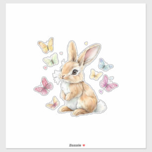Cute Pasen Konijn Vlinder T-Shirt Sticker