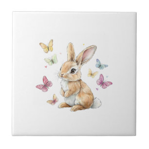 Cute Pasen Konijn Vlinder T-Shirt Tegeltje