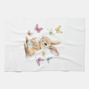 Cute Pasen Konijn Vlinder T-Shirt Theedoek