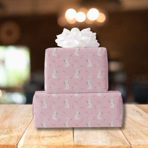 Cute Pasen konijn & wortel patroon op pastel roze Cadeaupapier
