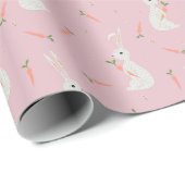 Cute Pasen konijn & wortel patroon op pastel roze Cadeaupapier (Rol Hoek)