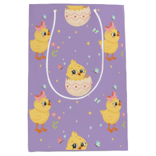 Cute Pasen Kuiken met Roze Strik Naadloos Patroon  Medium Cadeauzakje