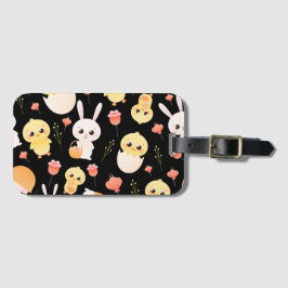 Cute Pasen Kuikens & Konijnen Naadloos Patroon  Bagagelabel