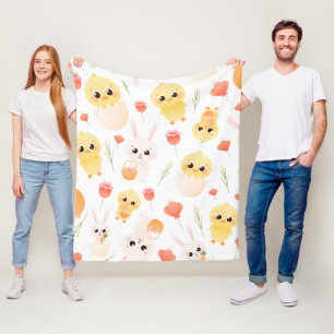 Cute Pasen Kuikens & Konijnen Naadloos Patroon Fleece Deken