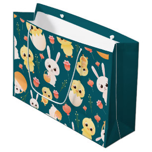 Cute Pasen Kuikens & Konijnen Naadloos Patroon Groot Cadeauzakje