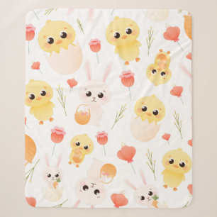 Cute Pasen Kuikens & Konijnen Naadloos Patroon Sherpa Deken