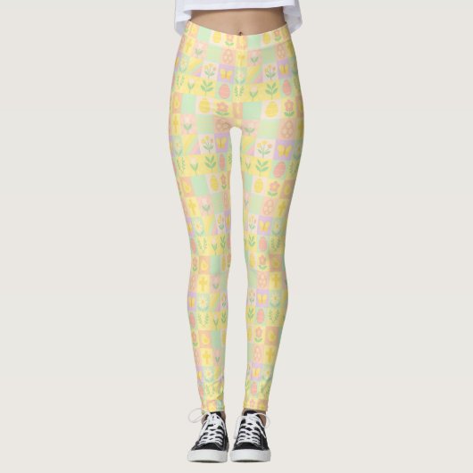 Cute Pasen/lente patronen Leggings (Voorkant)
