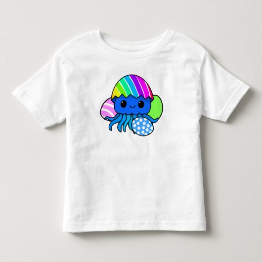 Cute Pasen Octopus Kids T-shirt met Kleurrijke Eie (Voorkant)
