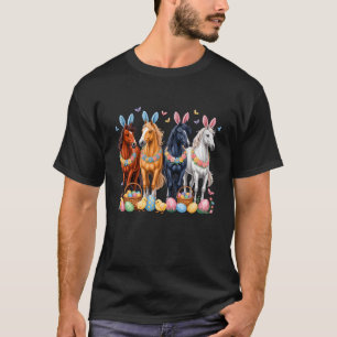 Cute Pasen Paard Konijn Oren Eieren Lente Bloemstu T-shirt
