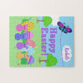 Cute Pasenkonijnen en Eieren | Vilt Uiterlijk Grap Legpuzzel (Horizontaal)