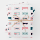 Cute Passen getrouwd Mr en Mrs Initialen White Inpakpapier Vel (In situ)