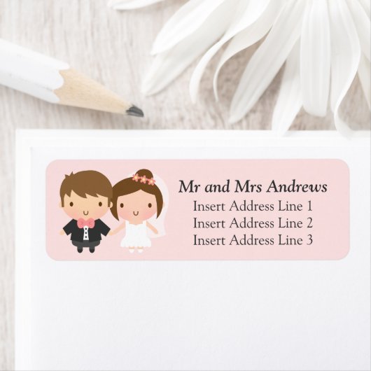 Cute Passen getrouwd Mr en Mrs Wedding Couple Etiket (Insitu)