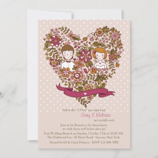 Cute Passen getrouwd Post Wedding Brunch Uitnodigi Kaart (Voorkant)
