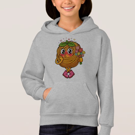 Cute Pasta Polo Character Holding Flowers T-Shirt (Voorkant)