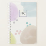 Cute Pastel Abstract Bruske Strokes Monogram Planner<br><div class="desc">Kute Pastel Abstracte penseelplank penseelstreken.</div>
