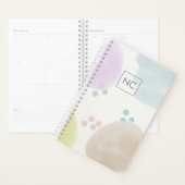 Cute Pastel Abstract Bruske Strokes Monogram Planner (Display)