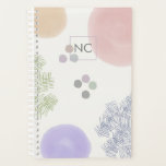 Cute Pastel Abstract Bruske Strokes Monogram Planner<br><div class="desc">Kute Pastel Abstracte penseelplank penseelstreken.</div>