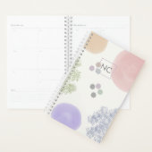 Cute Pastel Abstract Bruske Strokes Monogram Planner (Display)