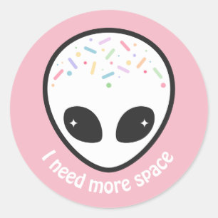 Cute Pastel Alien Head Ronde Sticker