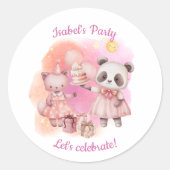 Cute Pastel Animal Birthday Stickers (Voorkant)