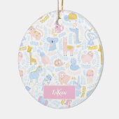 Cute Pastel Animal Monogrammed Girl Pink Kerstmis Keramisch Ornament (Links)