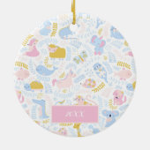 Cute Pastel Animal Monogrammed Girl Pink Kerstmis Keramisch Ornament (Achterkant)
