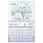 Cute Pastel Animals Personalized Kids 2026 Kalender (Jan 2027)