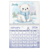 Cute Pastel Animals Personalized Kids 2026 Kalender (Jan 2026)