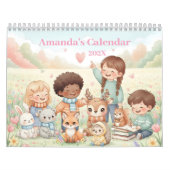 Cute Pastel Animals Personalized Kids 2026 Kalender (Hoes)