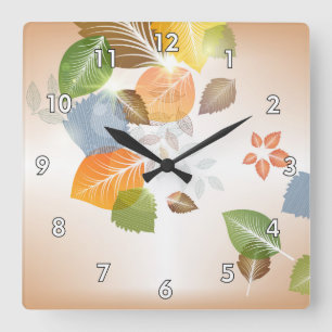 Cute Pastel Autumn Leaves Vierkante Klok