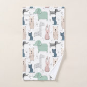 Cute Pastel Baby Animal Patroon Bad Handdoek (Handdoek)