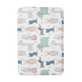 Cute Pastel Baby Animal Patroon Badmat (Voorkant Verticaal)