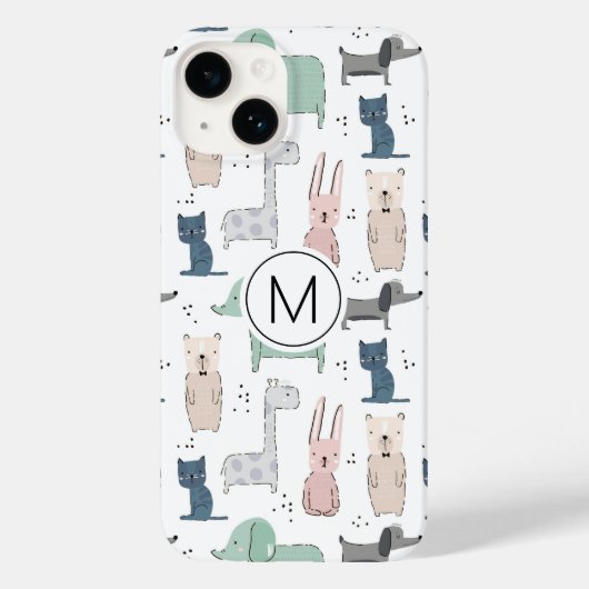 Cute Pastel Baby Animal Patroon Case-Mate iPhone Case (Achterkant)