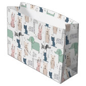 Cute Pastel Baby Animal Patroon Groot Cadeauzakje (Achterkant Gekanteld)