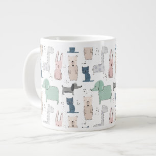 Cute Pastel Baby Animal Patroon Grote Koffiekop