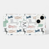 Cute Pastel Baby Animal Patroon iPhone Hoesje (Achterkant horizontaal)