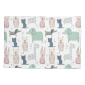 Cute Pastel Baby Animal Patroon Kussensloop (Achterkant)