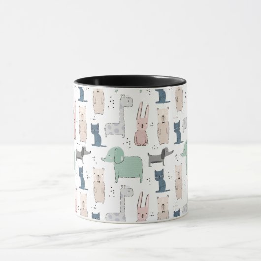 Cute Pastel Baby Animal Patroon Mok (Midden)