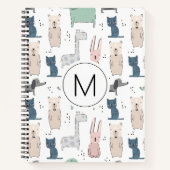 Cute Pastel Baby Animal Patroon Notitieboek (Voorkant)