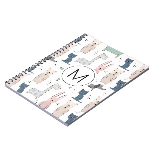 Cute Pastel Baby Animal Patroon Notitieboek (Linkerzijde)